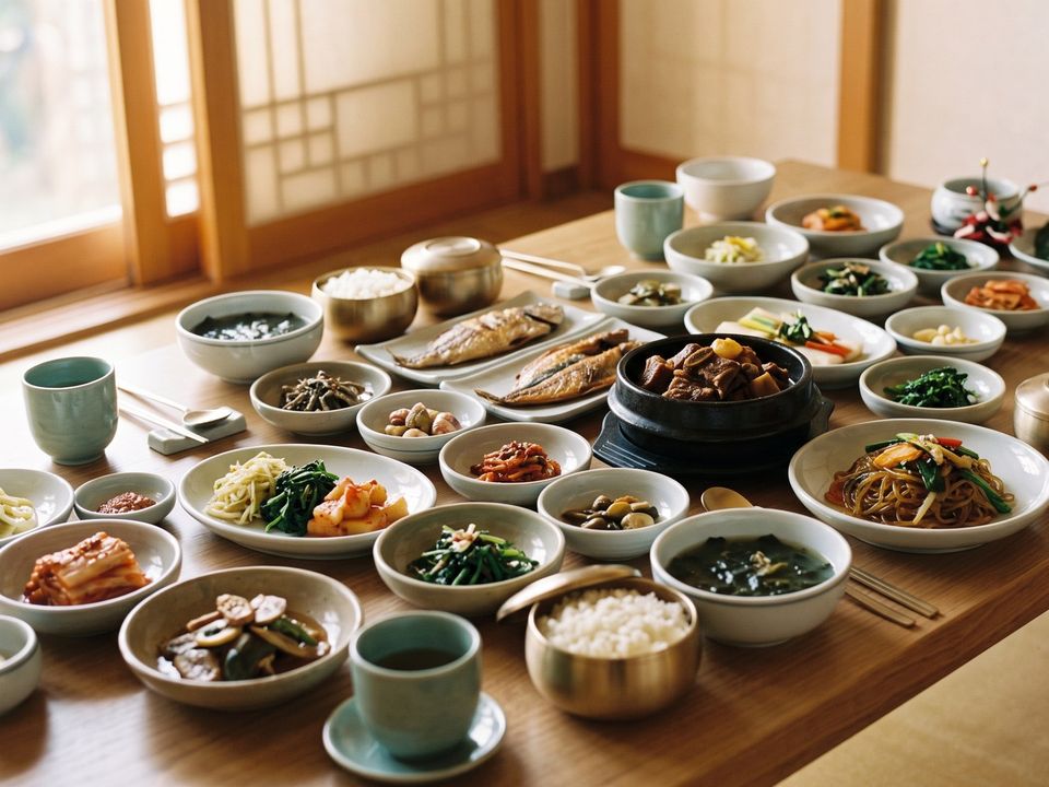 정갈하게 차려진 한정식 상